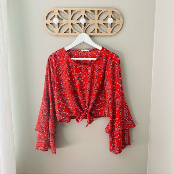 Altar'd State Tops - Altar'd State Bell Sleeve Blouse Red Sz Small
